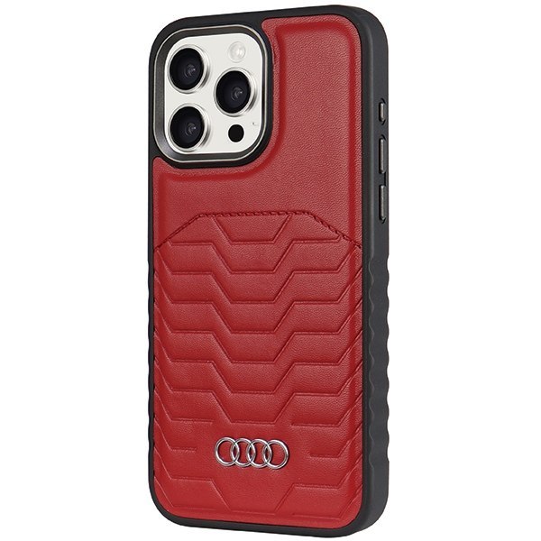 Audi Synthetic Leather MagSafe iPhone 14 Pro Max 6.7" czerwony/red hardcase